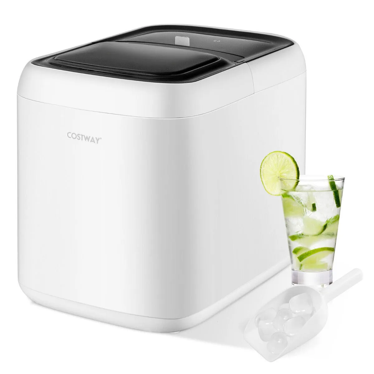 15KG/ 24H Portable Electric Countertop Ice Cube Maker with Auto Clean Function-White