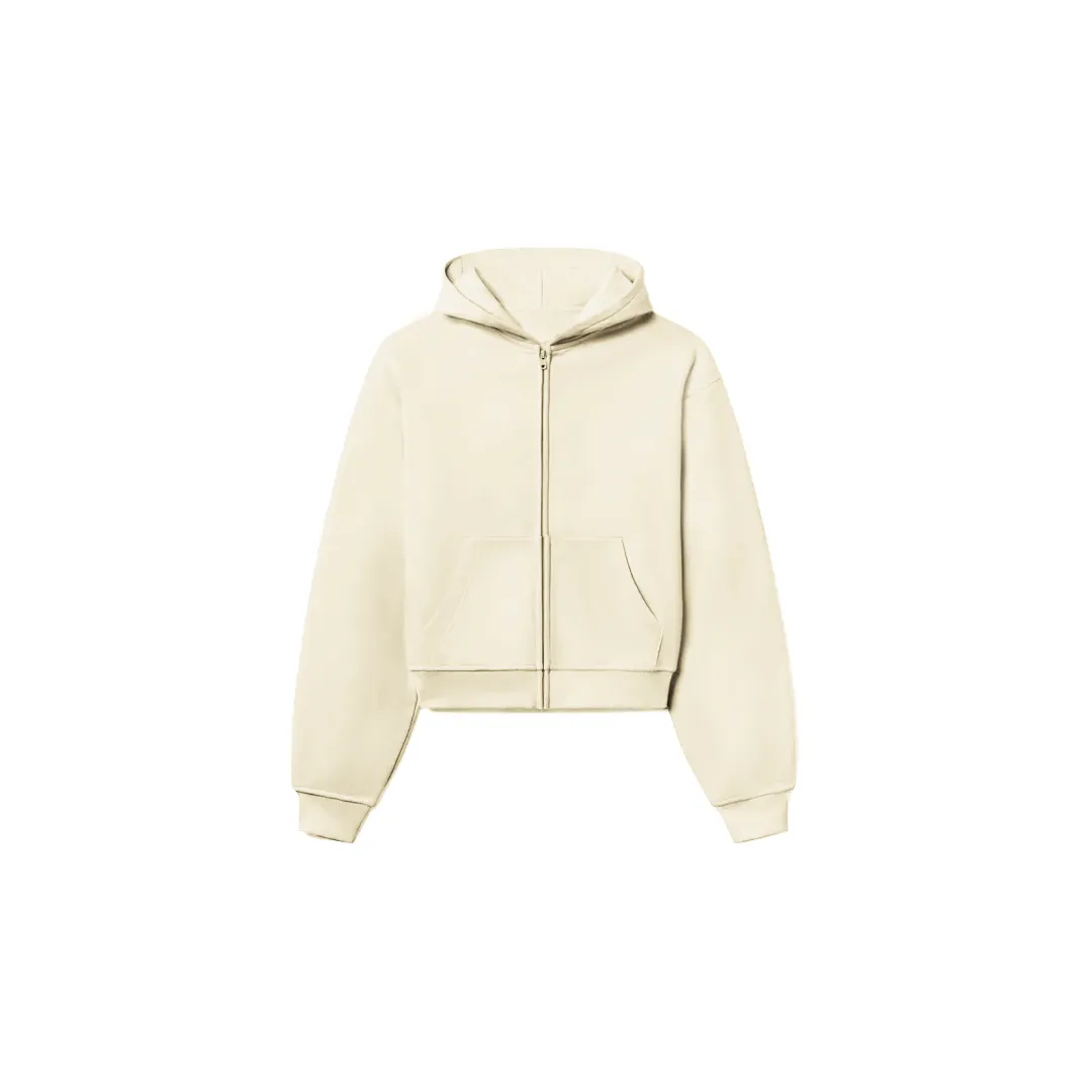 1800 GSM 'Coconut Cream' Zip-Up Hoodie