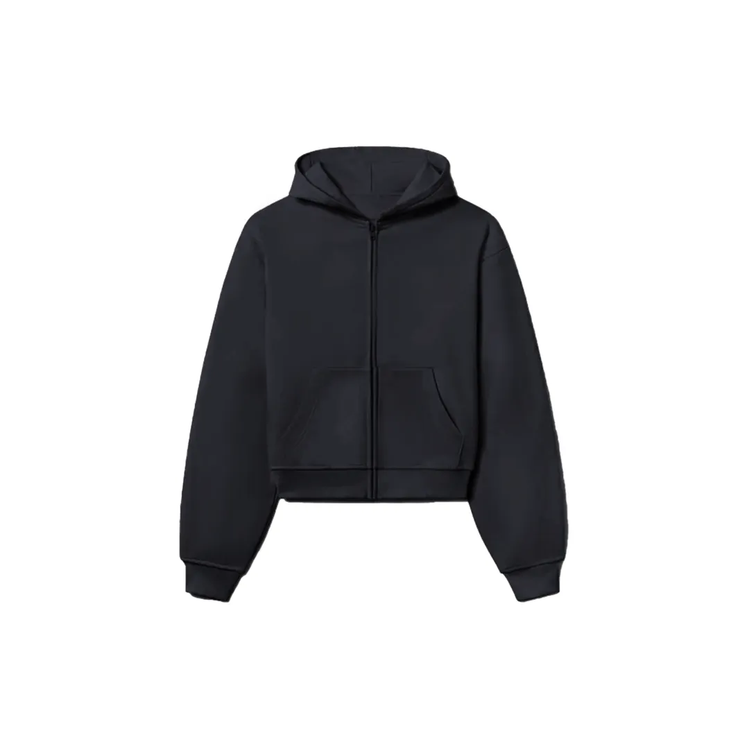 1800 GSM 'Washed Black' Skeleton Zip-Up Hoodie