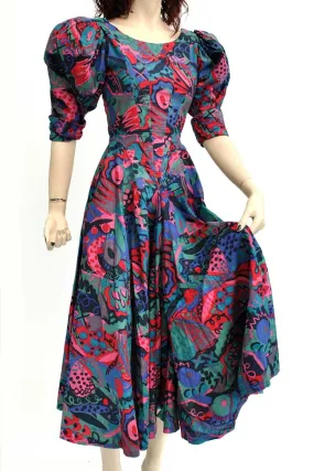 1980s Vintage Droopy & Browns Victorian Style Hourglass Dress • size 8 • by Angela Holmes