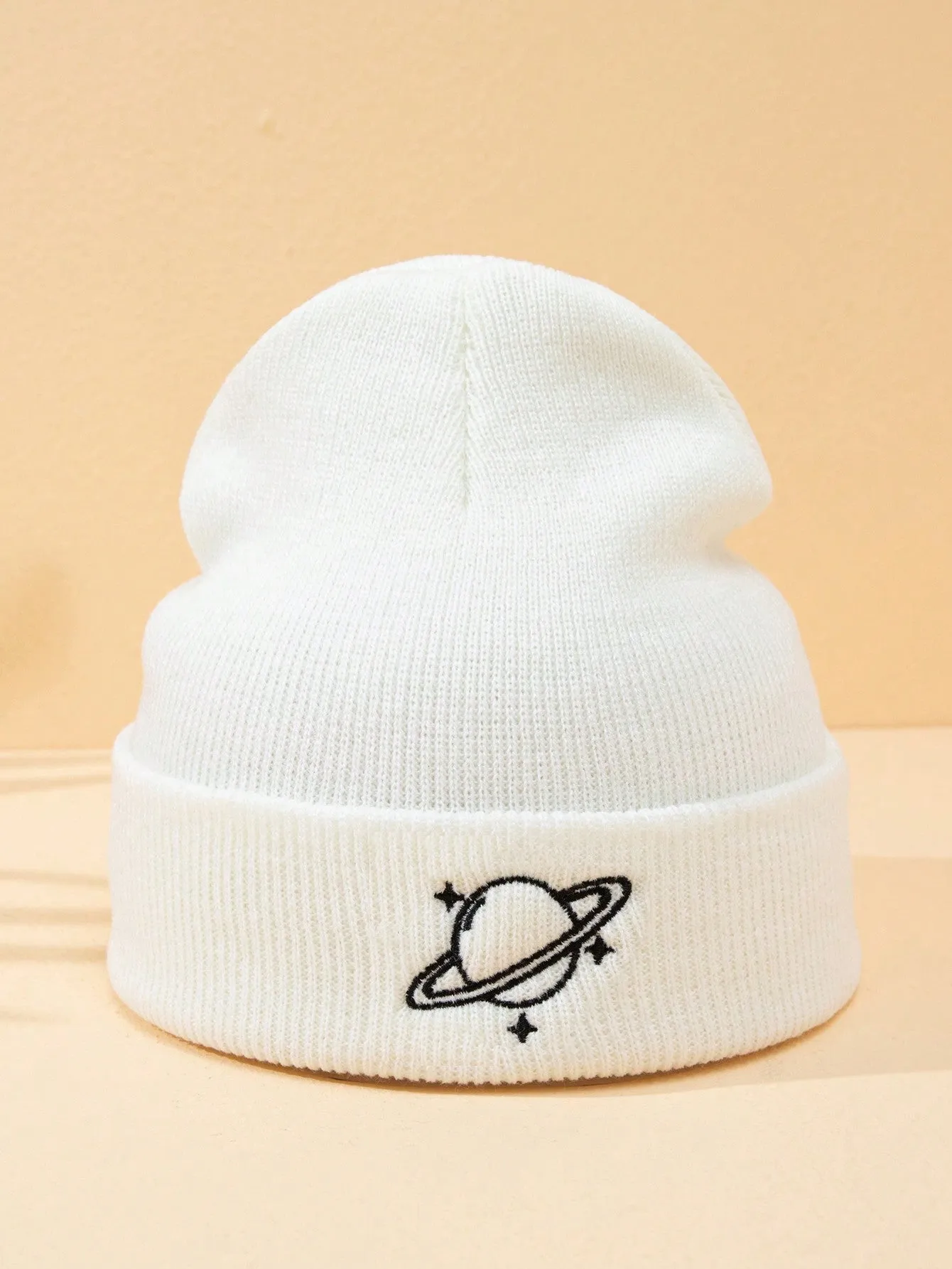 1pc Men's Knit Hat With Star Embroidery, Suitable For Autumn And Winter Outfits Casual