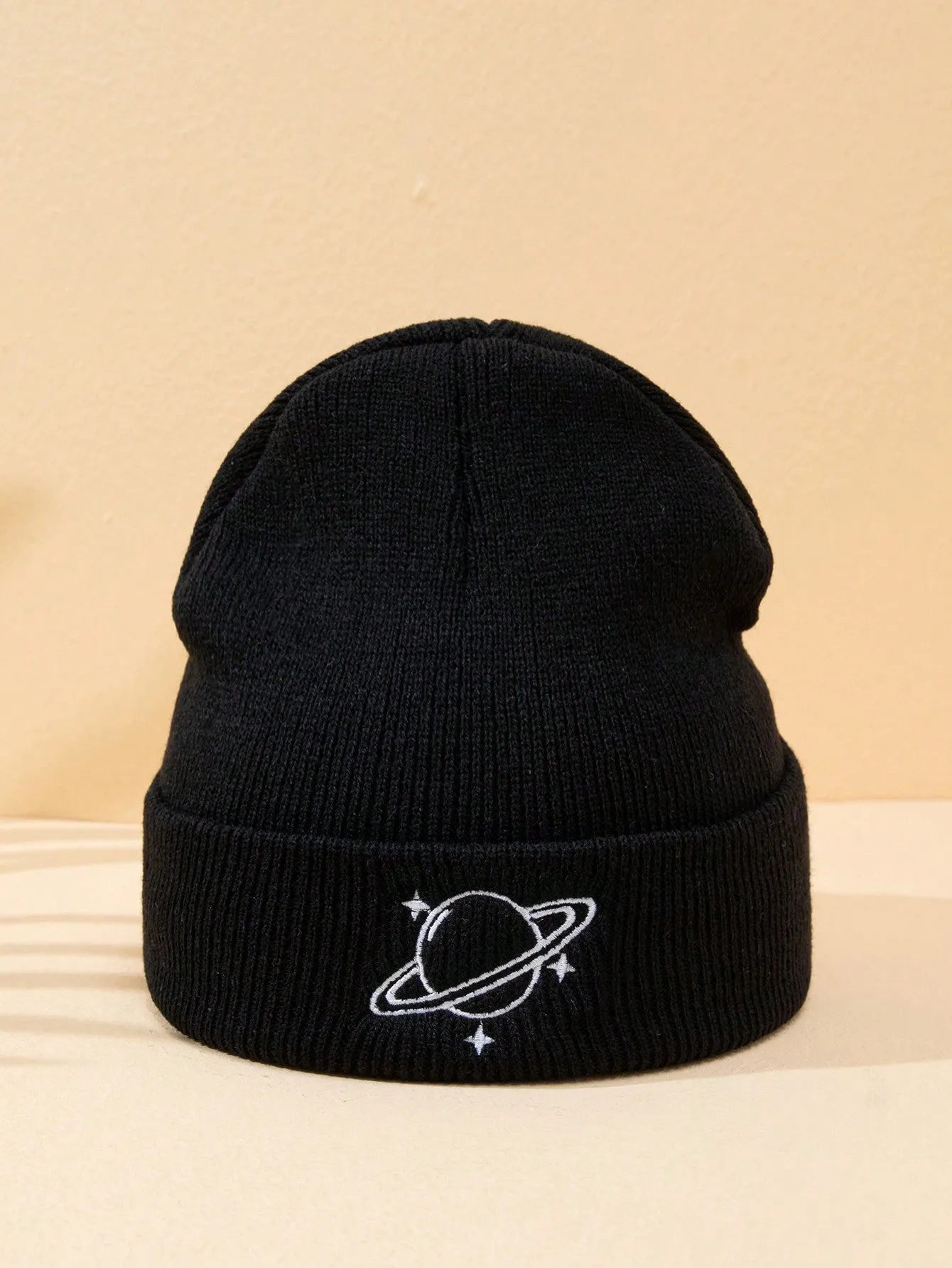 1pc Men's Knit Hat With Star Embroidery, Suitable For Autumn And Winter Outfits Casual