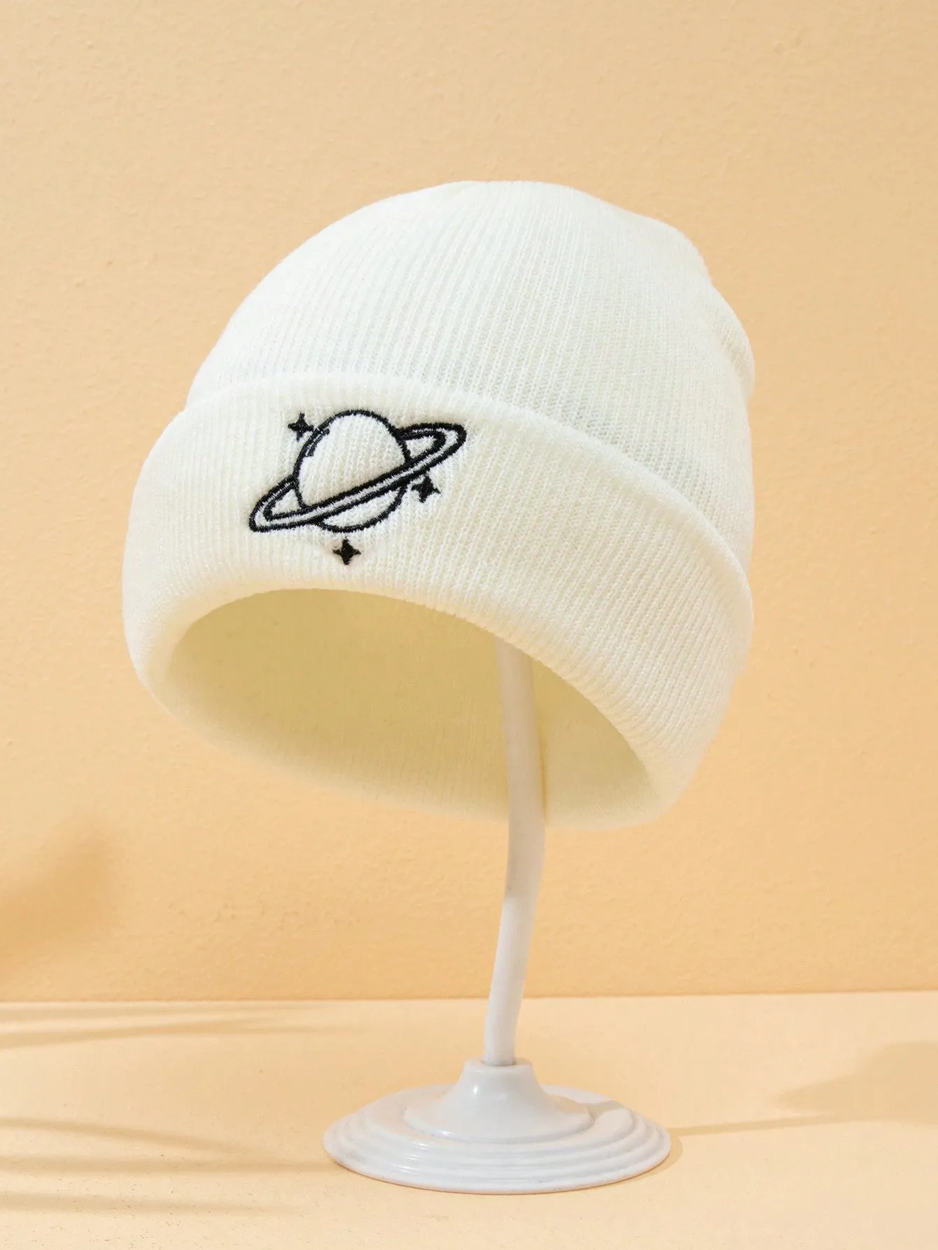 1pc Men's Knit Hat With Star Embroidery, Suitable For Autumn And Winter Outfits Casual