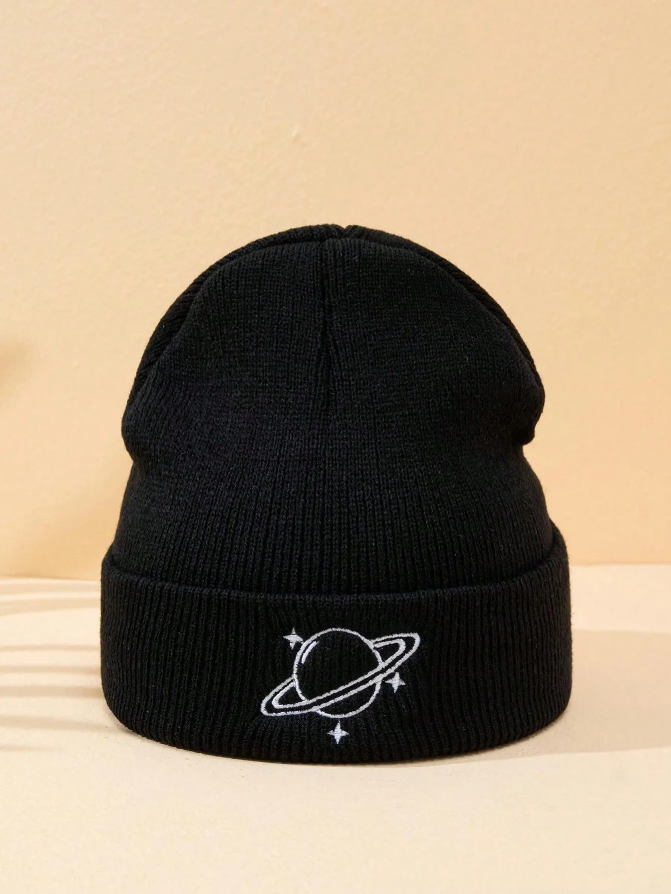 1pc Men's Knit Hat With Star Embroidery, Suitable For Autumn And Winter Outfits Casual