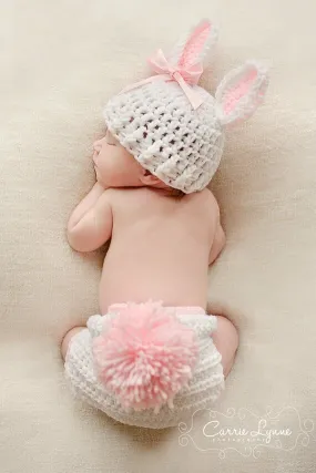 2 Pieces Bunny Photography Prop Set Rabbit Ears Props Outfit Hat Knitted Cute Easter Photo Costume Crochet Knitted rabbit costume accessories