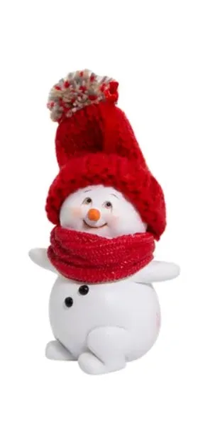 3.35" Snowman with Red Knit Hat Ornament