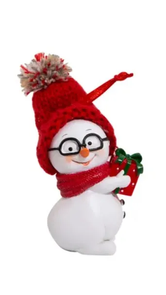 3.35" Snowman with Red Knit Hat Ornament