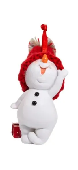 3.35" Snowman with Red Knit Hat Ornament