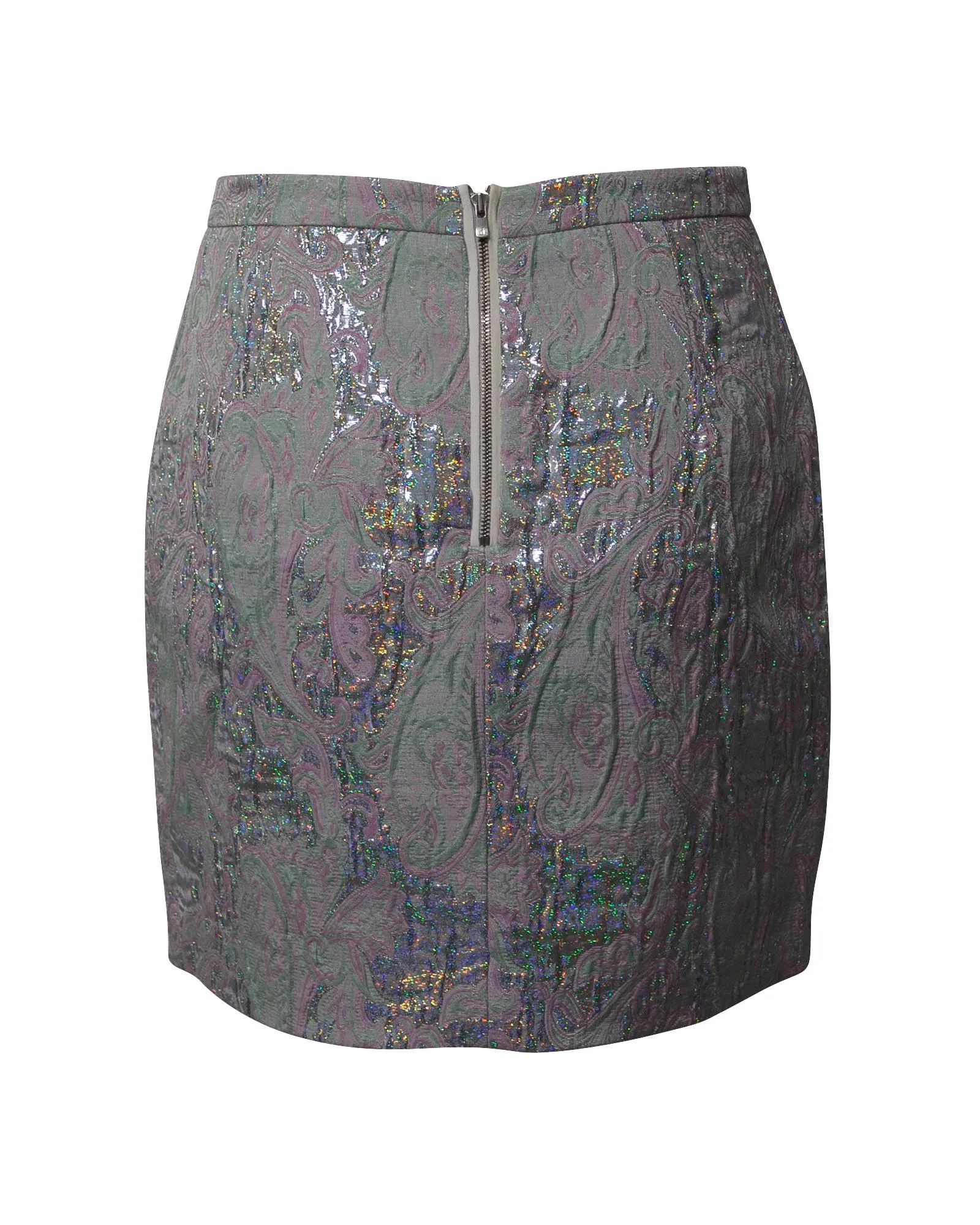 Abstract Metallic Jacquard Mini Skirt in Polyester