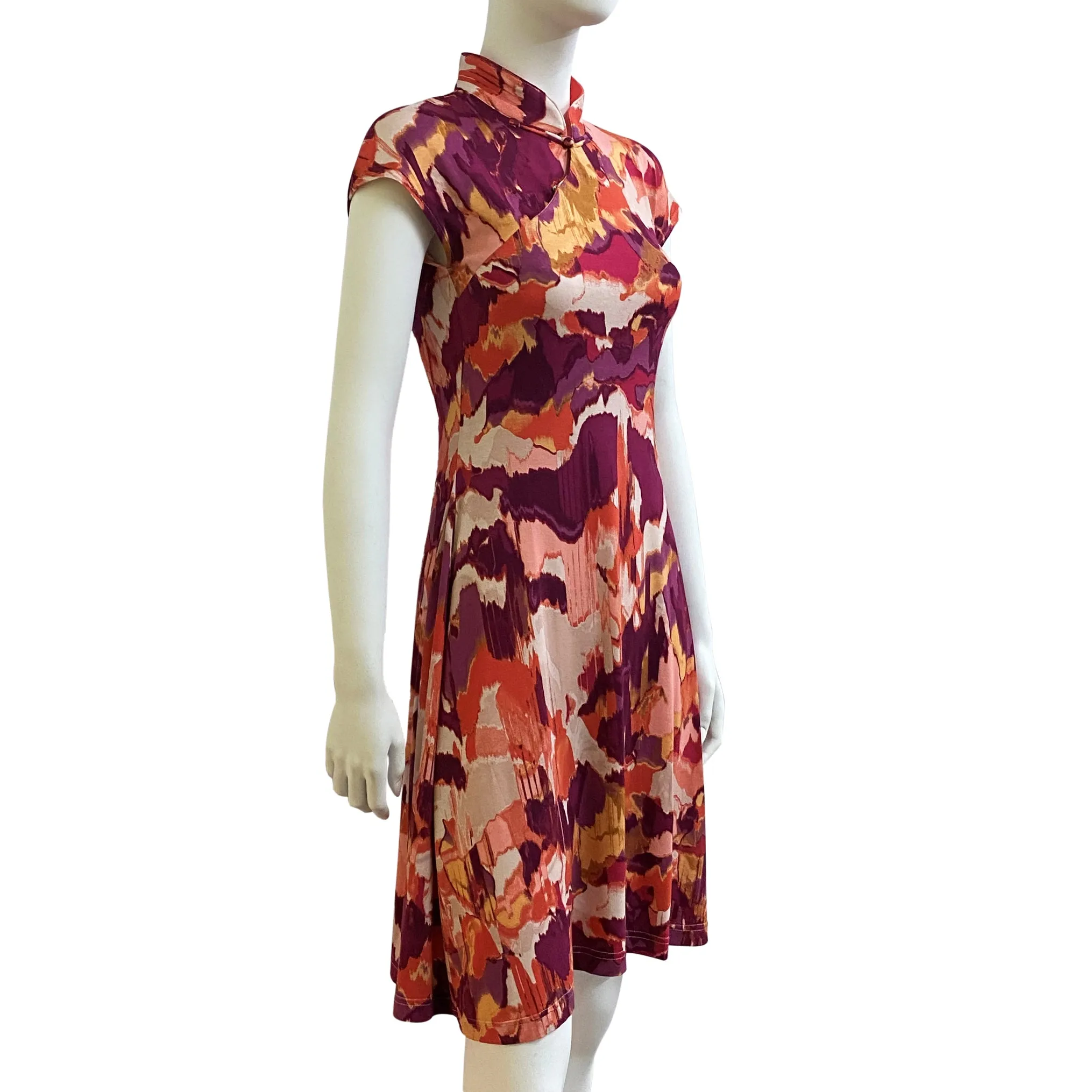 Abstract Painting Qipao - Orange & Purple