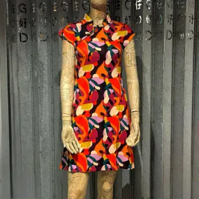 Abstract Print Qipao Dress