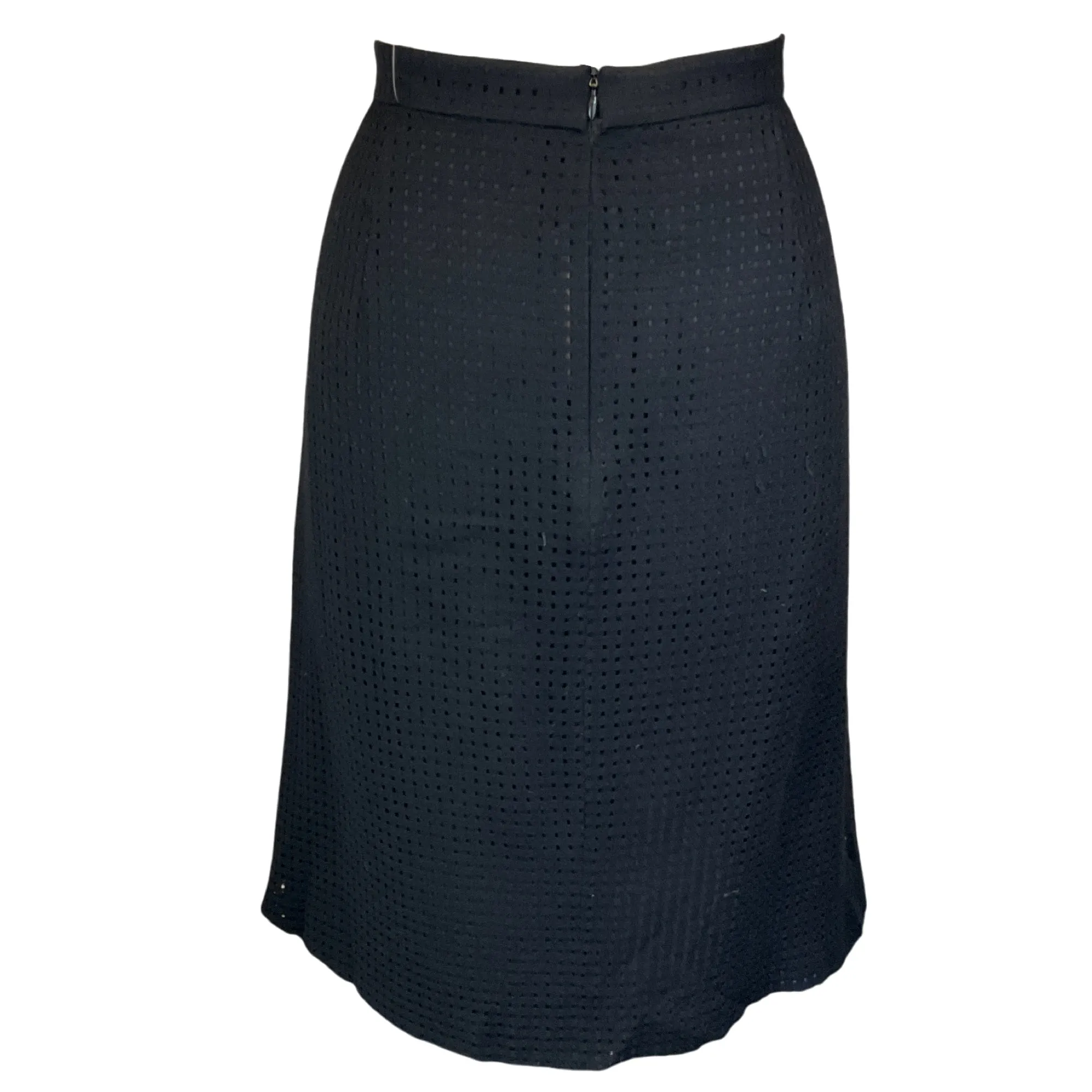 Akris Black Perforated Wool Skirt