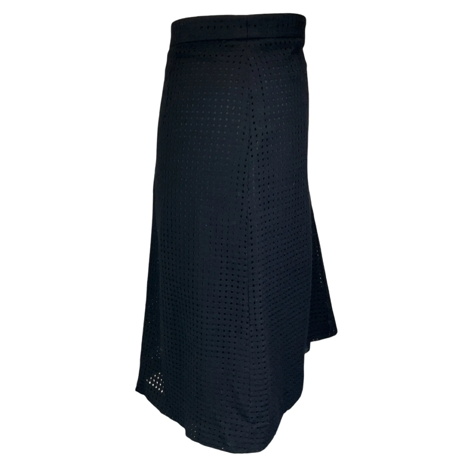 Akris Black Perforated Wool Skirt