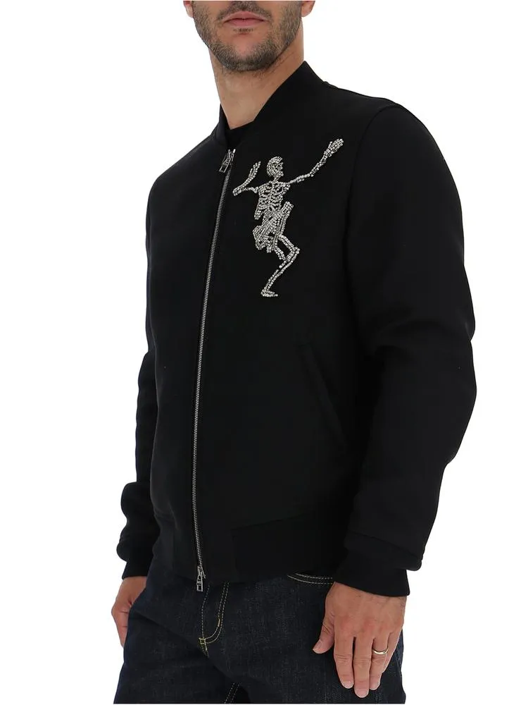 Alexander McQueen Embellished Dancing Skeleton Bomber Jacket