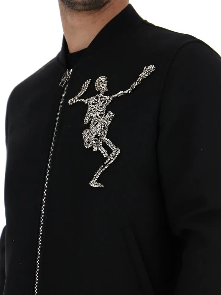 Alexander McQueen Embellished Dancing Skeleton Bomber Jacket