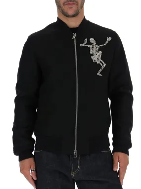 Alexander McQueen Embellished Dancing Skeleton Bomber Jacket