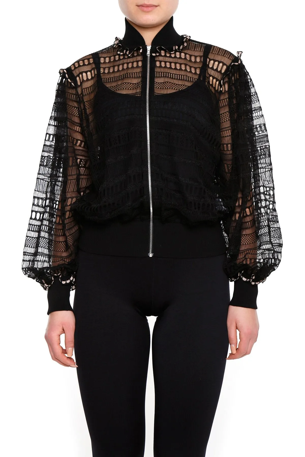 Alexander McQueen See-Through Lace Bomber Jacket