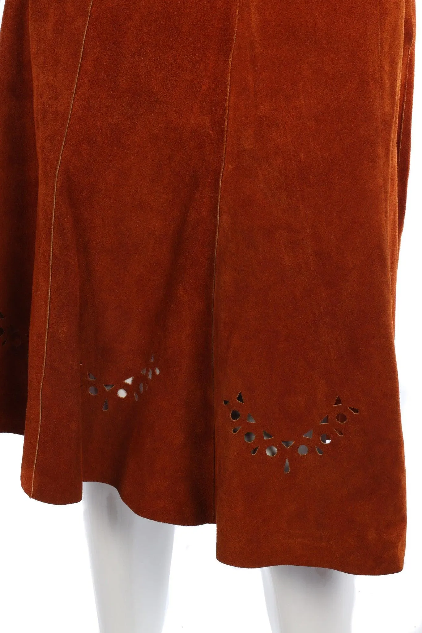 Amazing Vintage Suede Skirt and Top Rust Colour with Detailing. UK 10