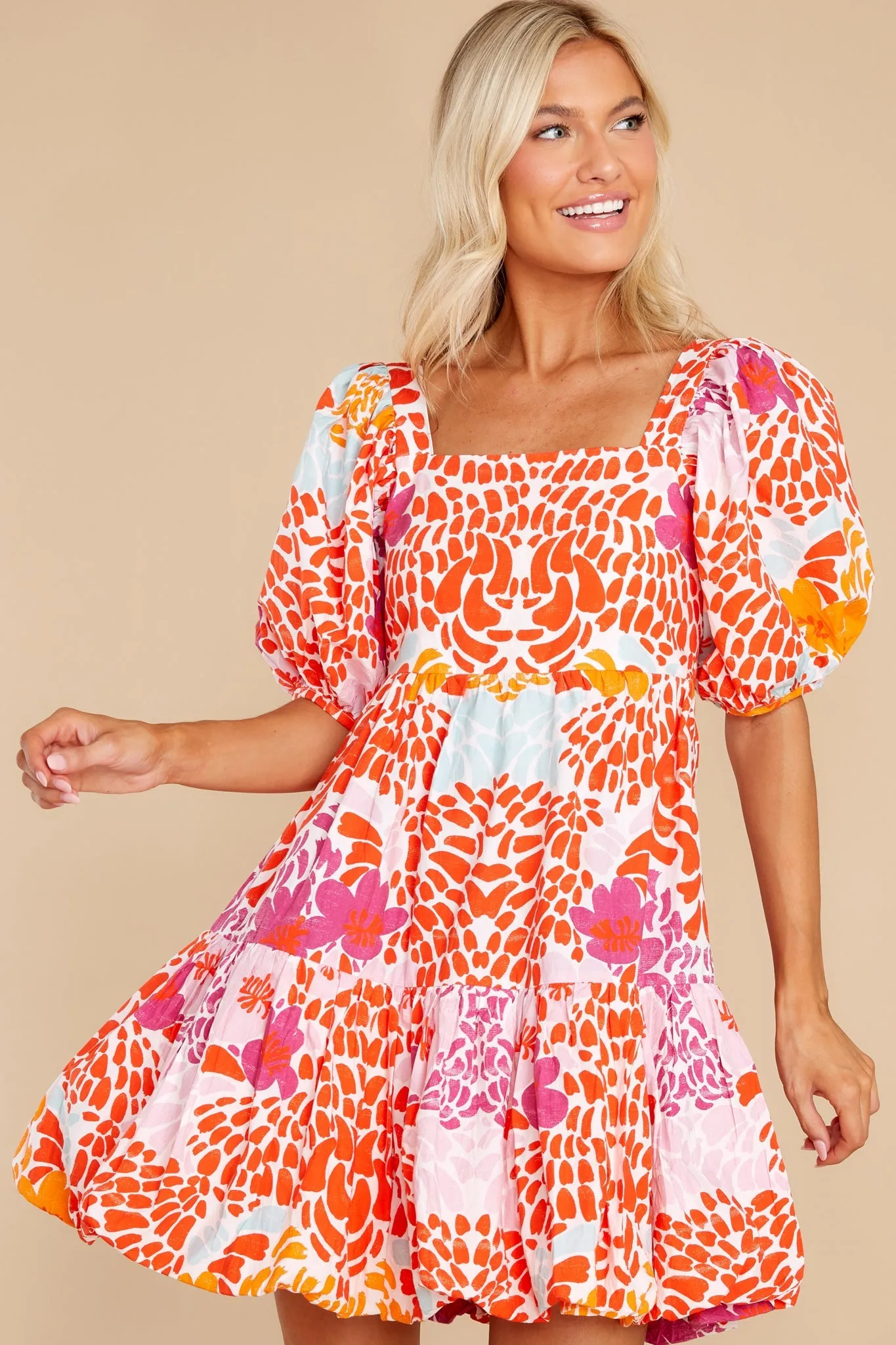 Antigua Orange Bubble Skirt Mini Dress