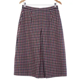 Aquascutum Vintage Red and Blue Check Wool Skirt UK Size 12