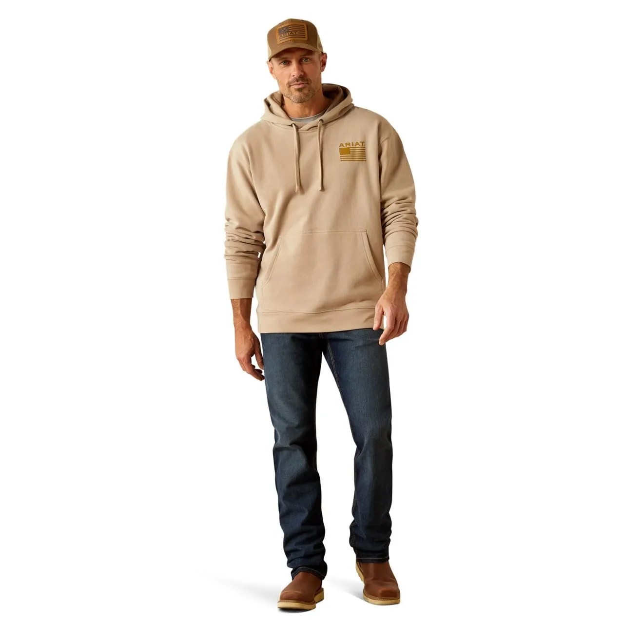 Ariat Men's Camo Hex Hoodie, Beige