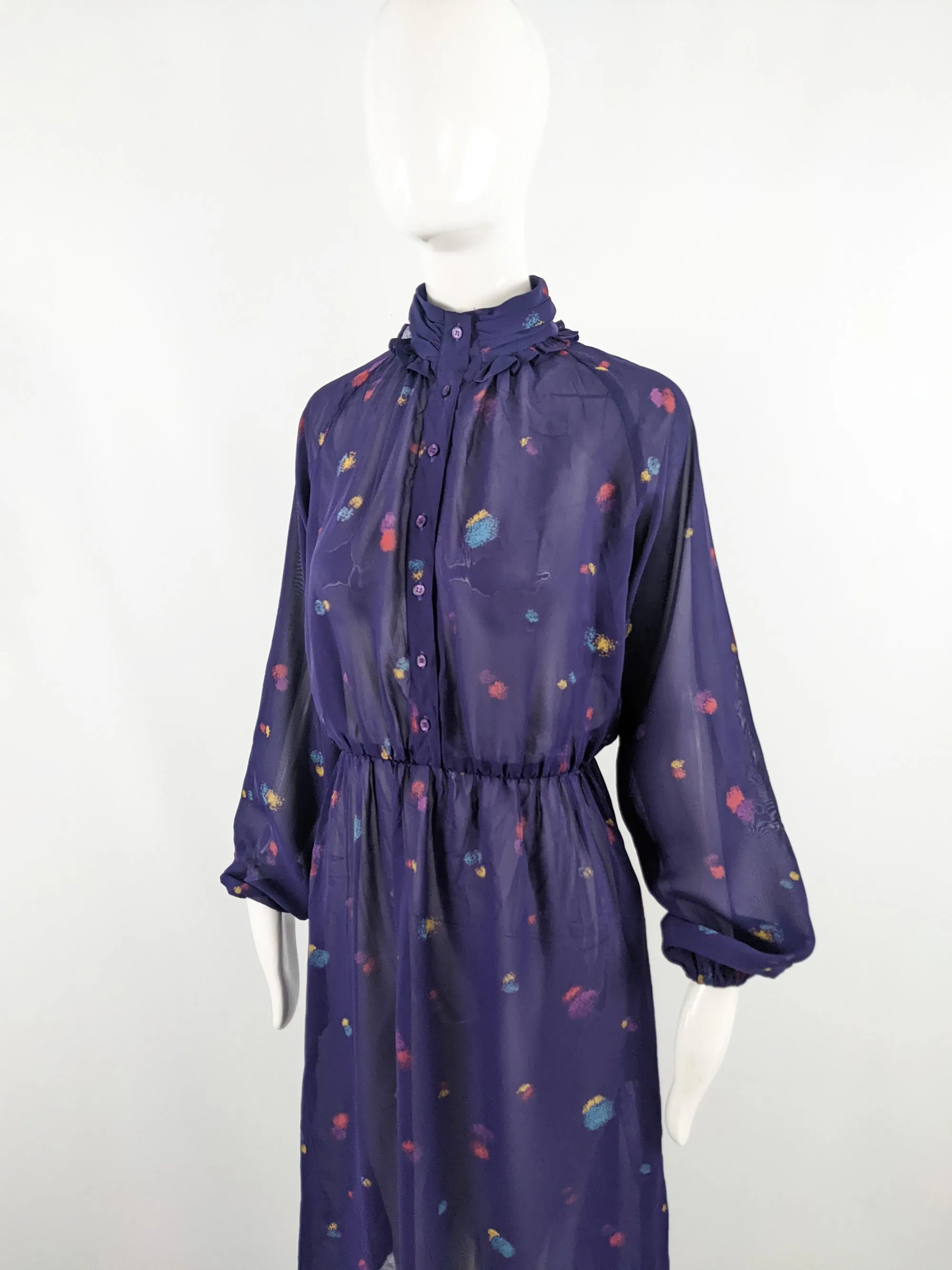 Aroche Paris Vintage Sheer Purple Dress, 1970s