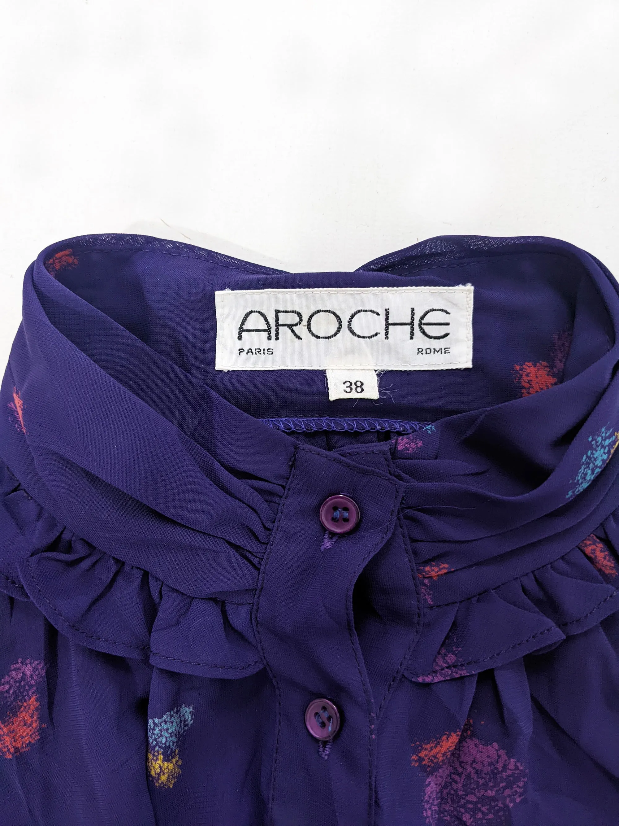 Aroche Paris Vintage Sheer Purple Dress, 1970s