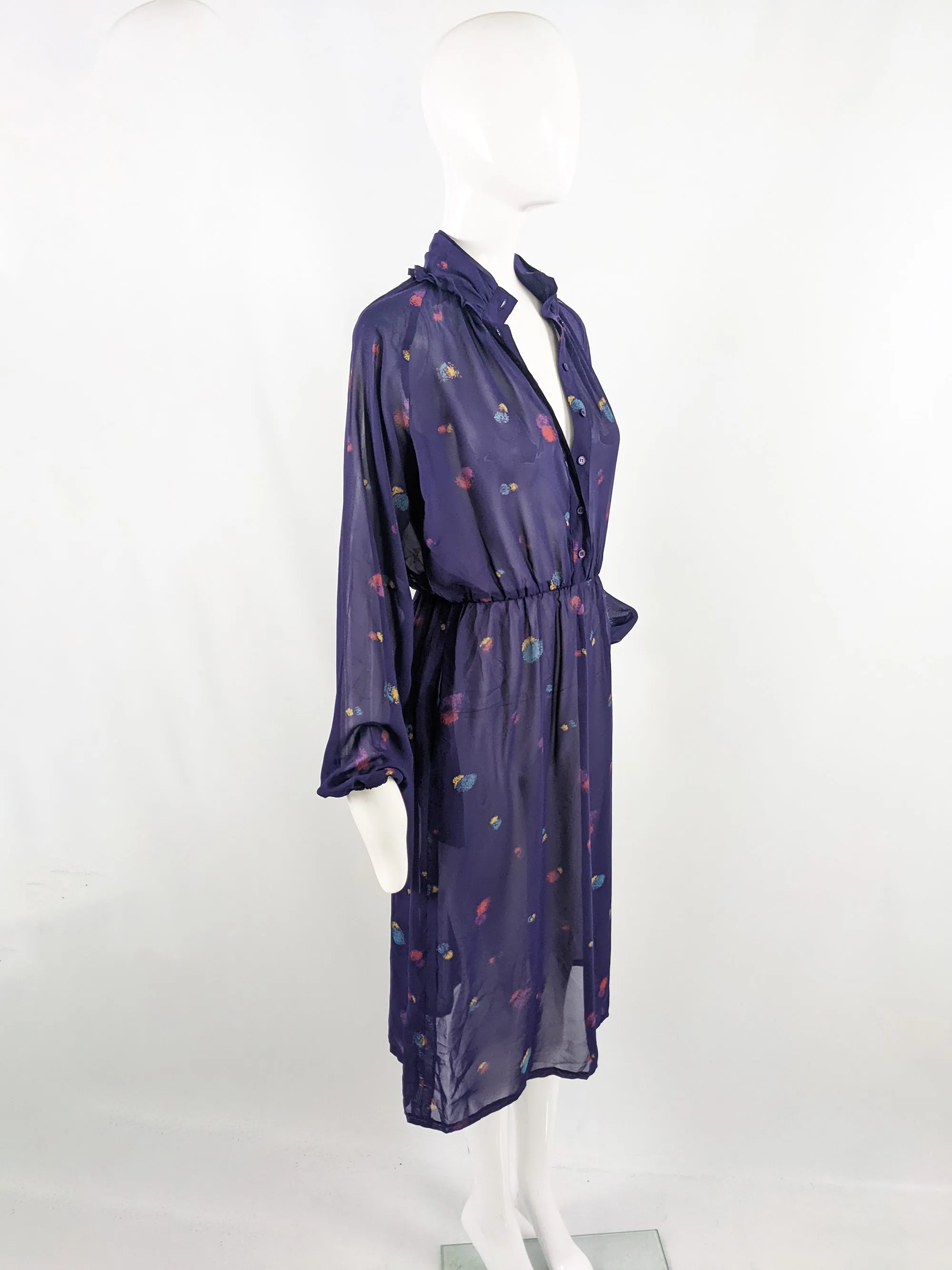 Aroche Paris Vintage Sheer Purple Dress, 1970s