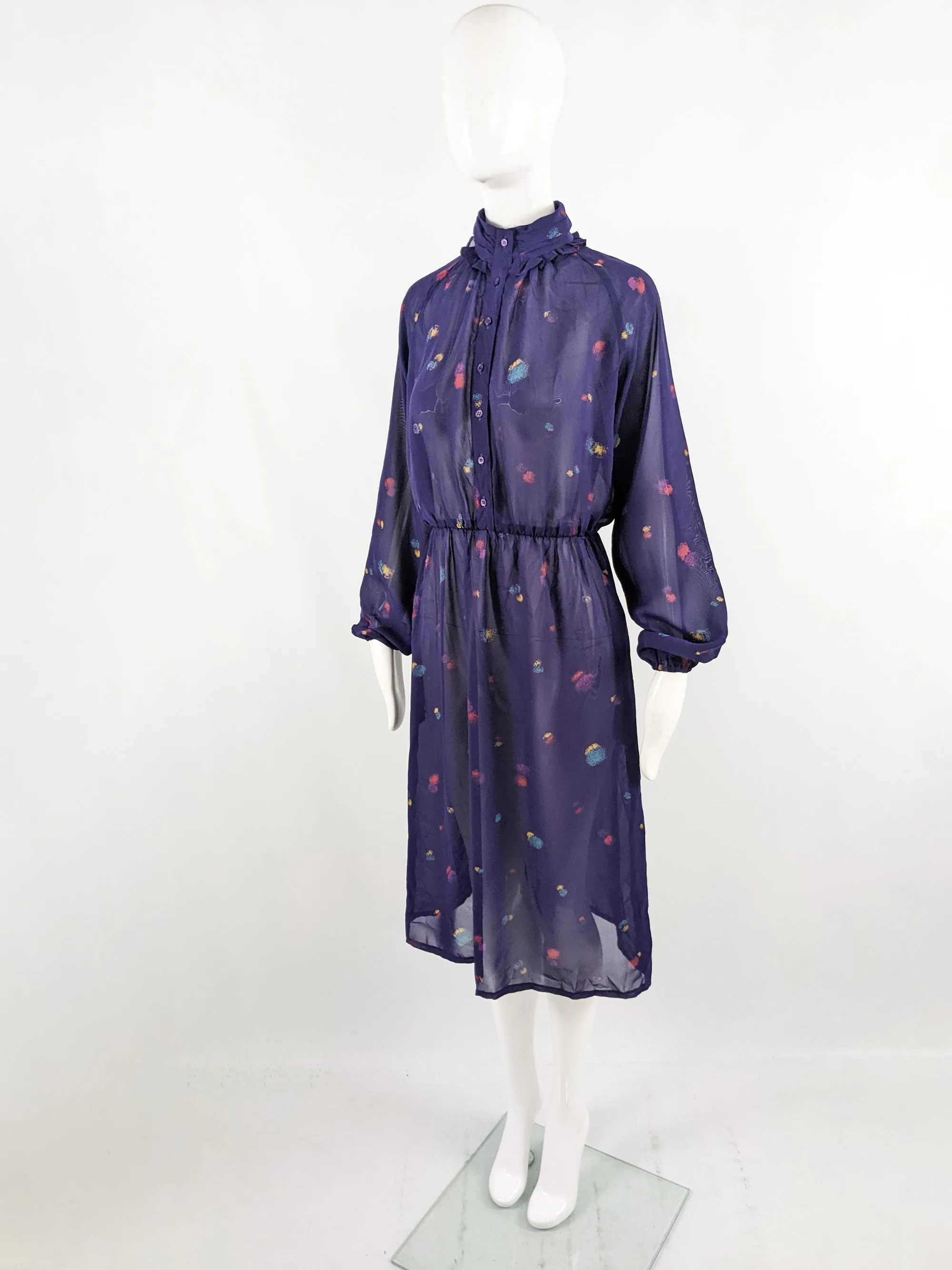 Aroche Paris Vintage Sheer Purple Dress, 1970s