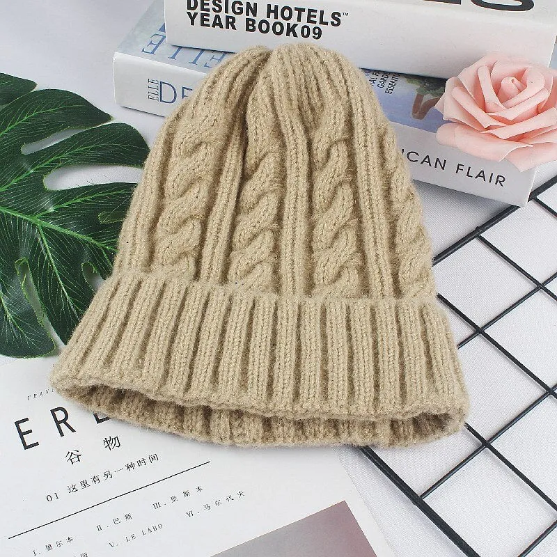 Autumn Winter Hats for Women Girls Wool Blended Knit Wool Couple Cap Lady Thread Knitted Beanie Chapeau Femme