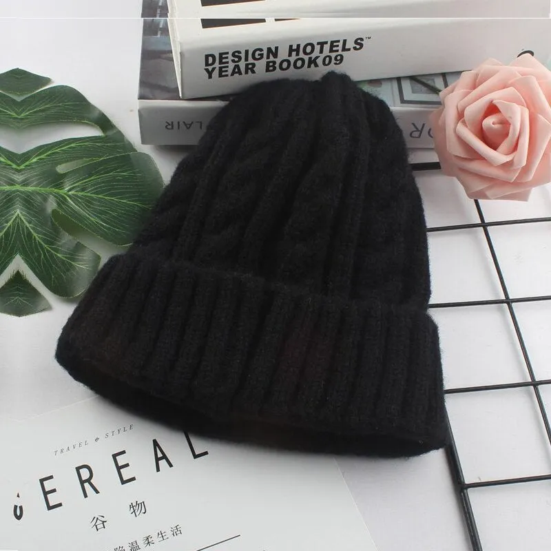 Autumn Winter Hats for Women Girls Wool Blended Knit Wool Couple Cap Lady Thread Knitted Beanie Chapeau Femme