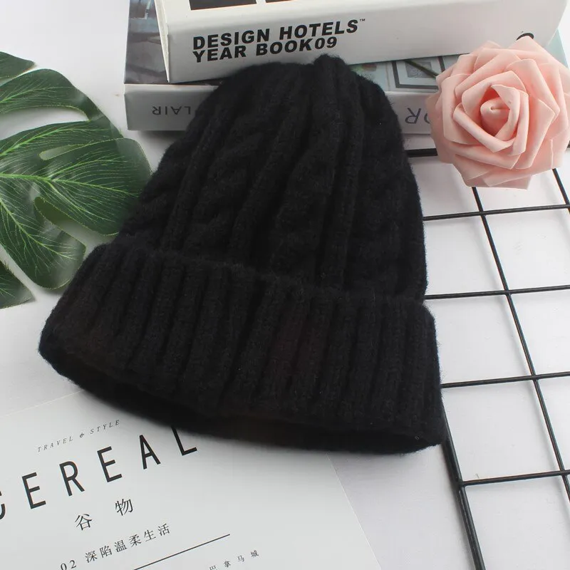 Autumn Winter Hats for Women Girls Wool Blended Knit Wool Couple Cap Lady Thread Knitted Beanie Chapeau Femme