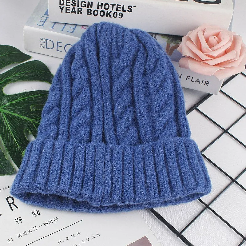 Autumn Winter Hats for Women Girls Wool Blended Knit Wool Couple Cap Lady Thread Knitted Beanie Chapeau Femme