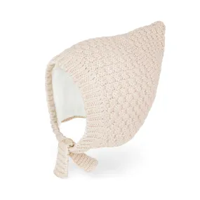 Baby Knit Bonnet Warm Cotton Lined Pixie Hat | Beige