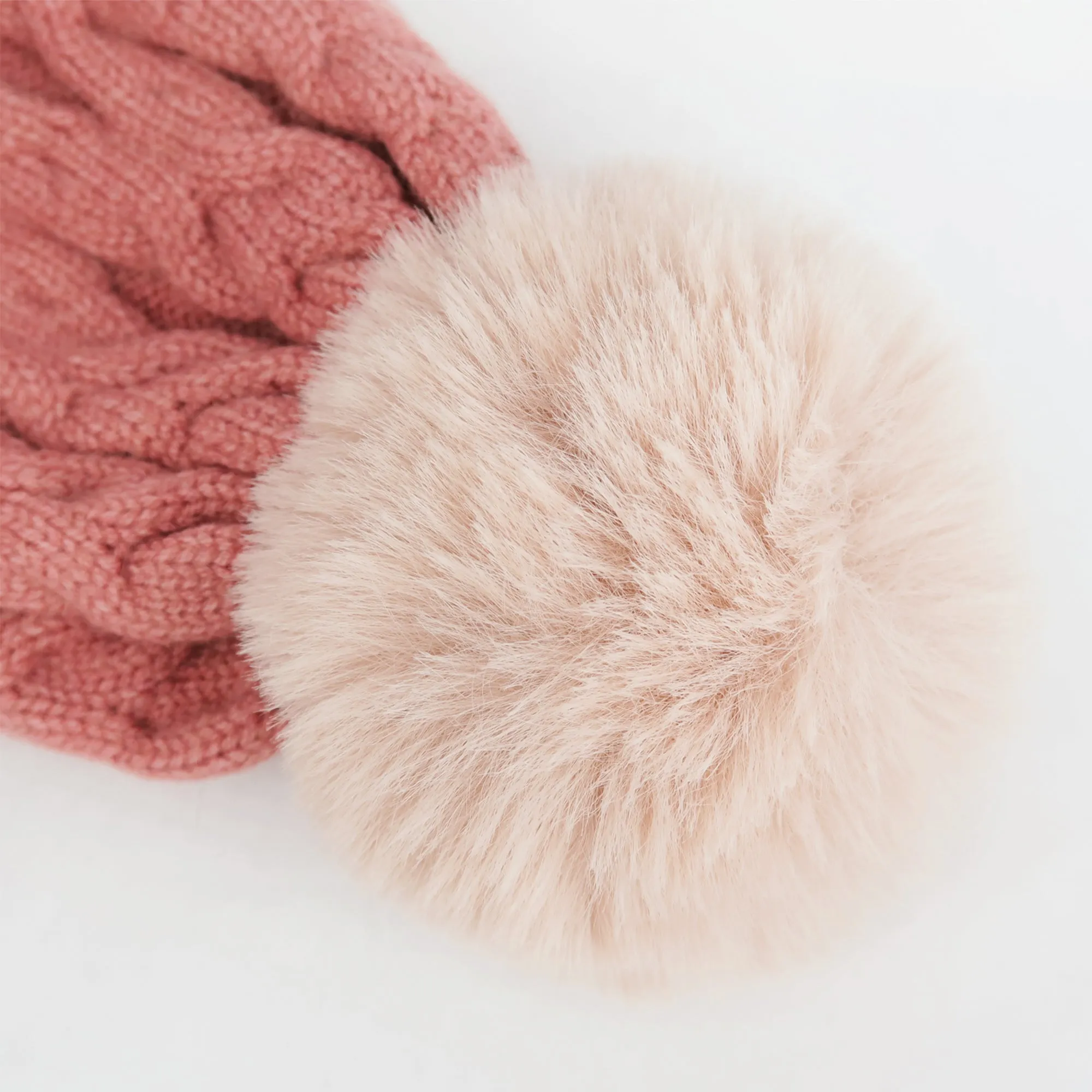 Baby Winter Knit Cotton Lined Pompom Hat | Beige