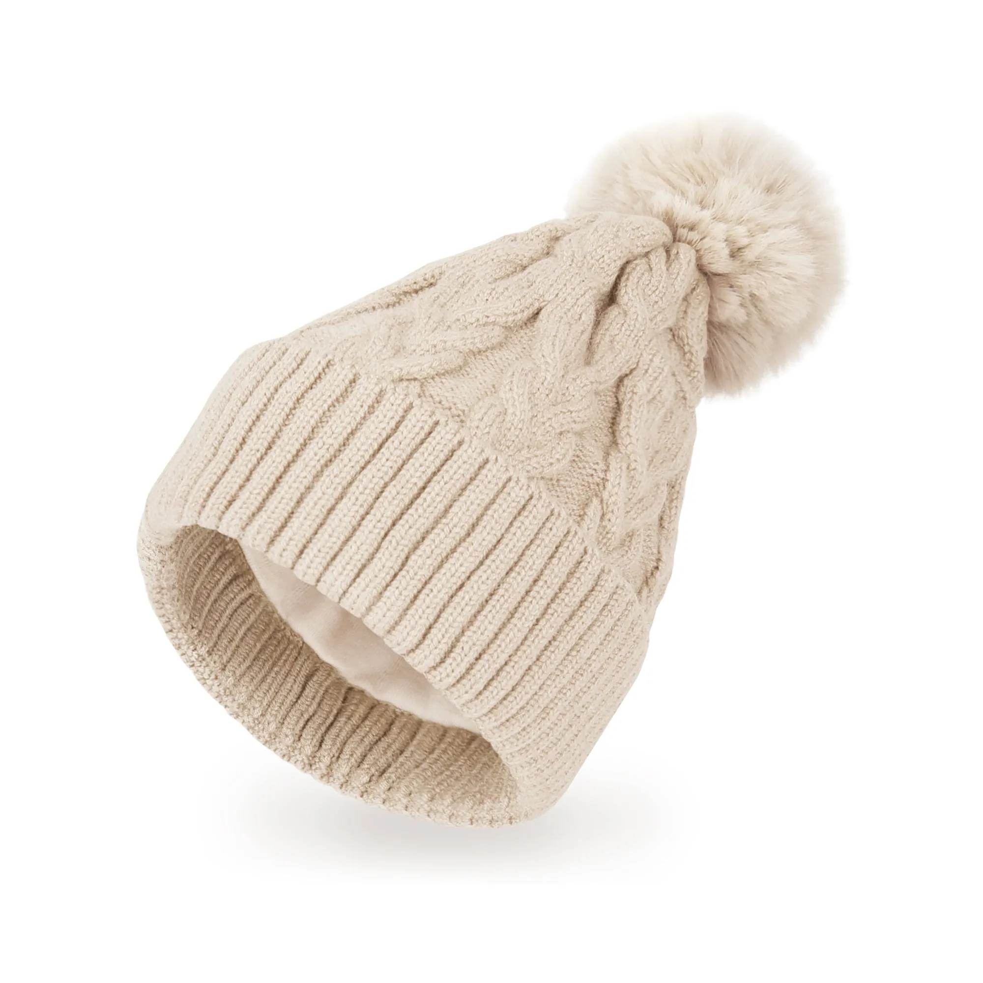 Baby Winter Knit Cotton Lined Pompom Hat | Black