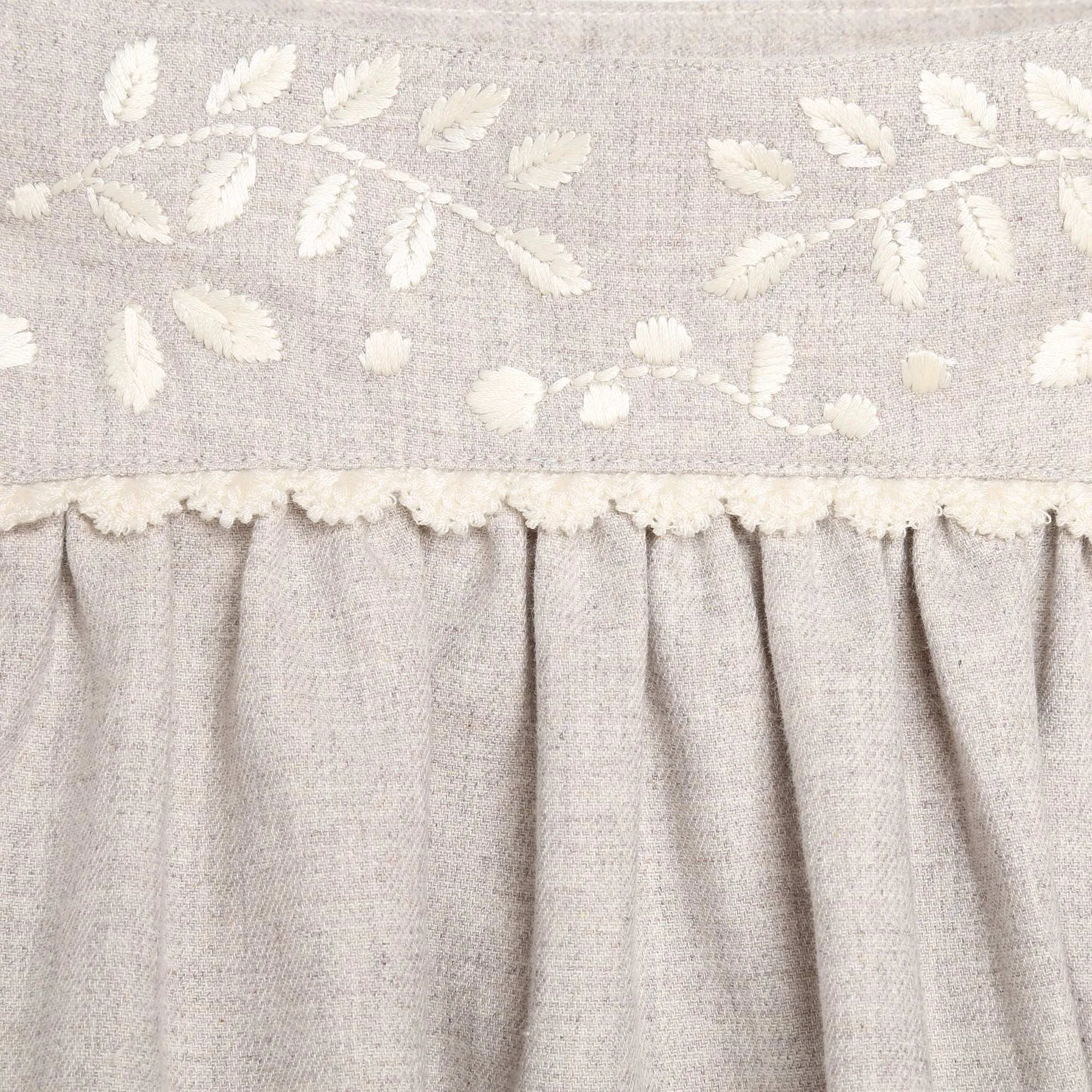 Beige Embroidered Waist Skirt