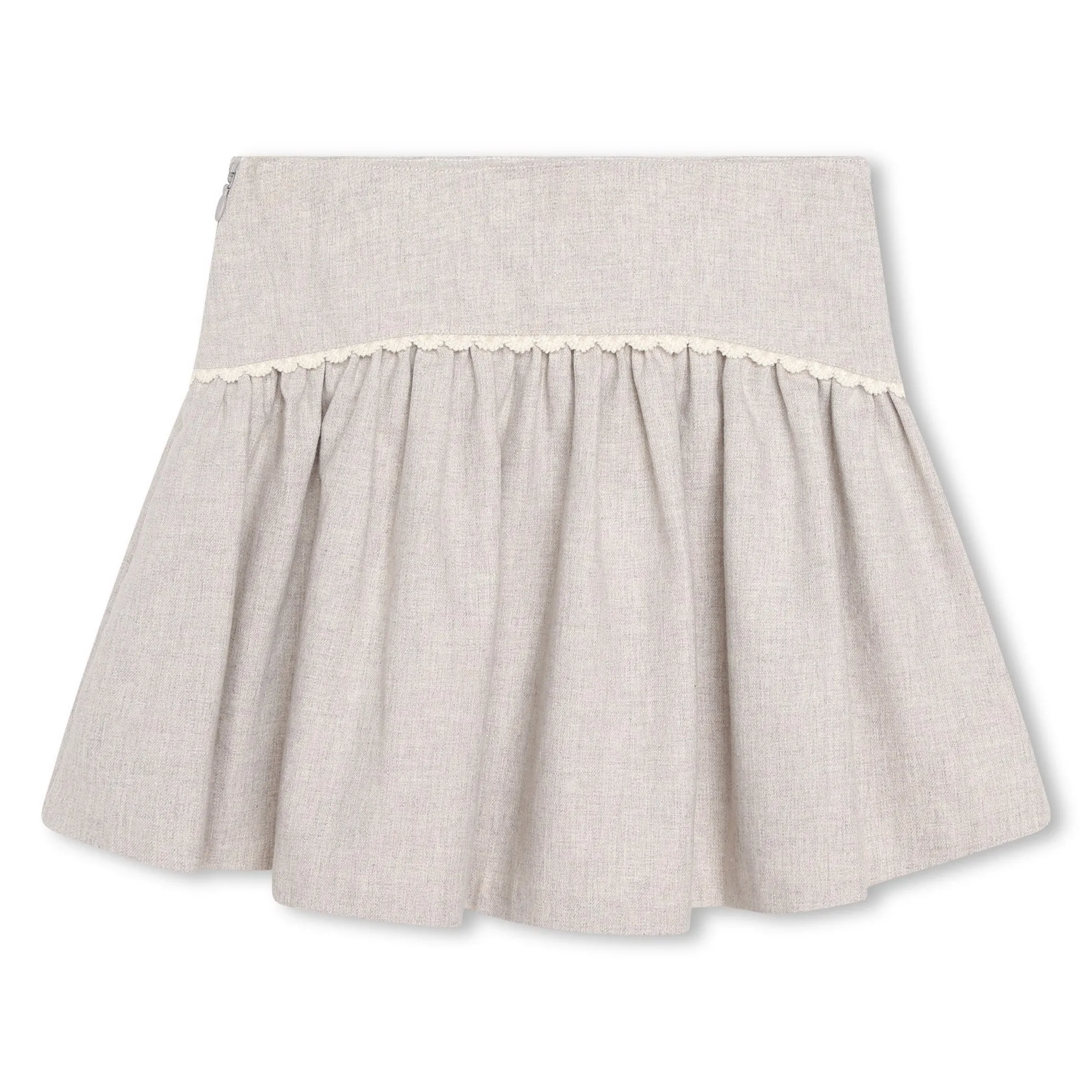 Beige Embroidered Waist Skirt