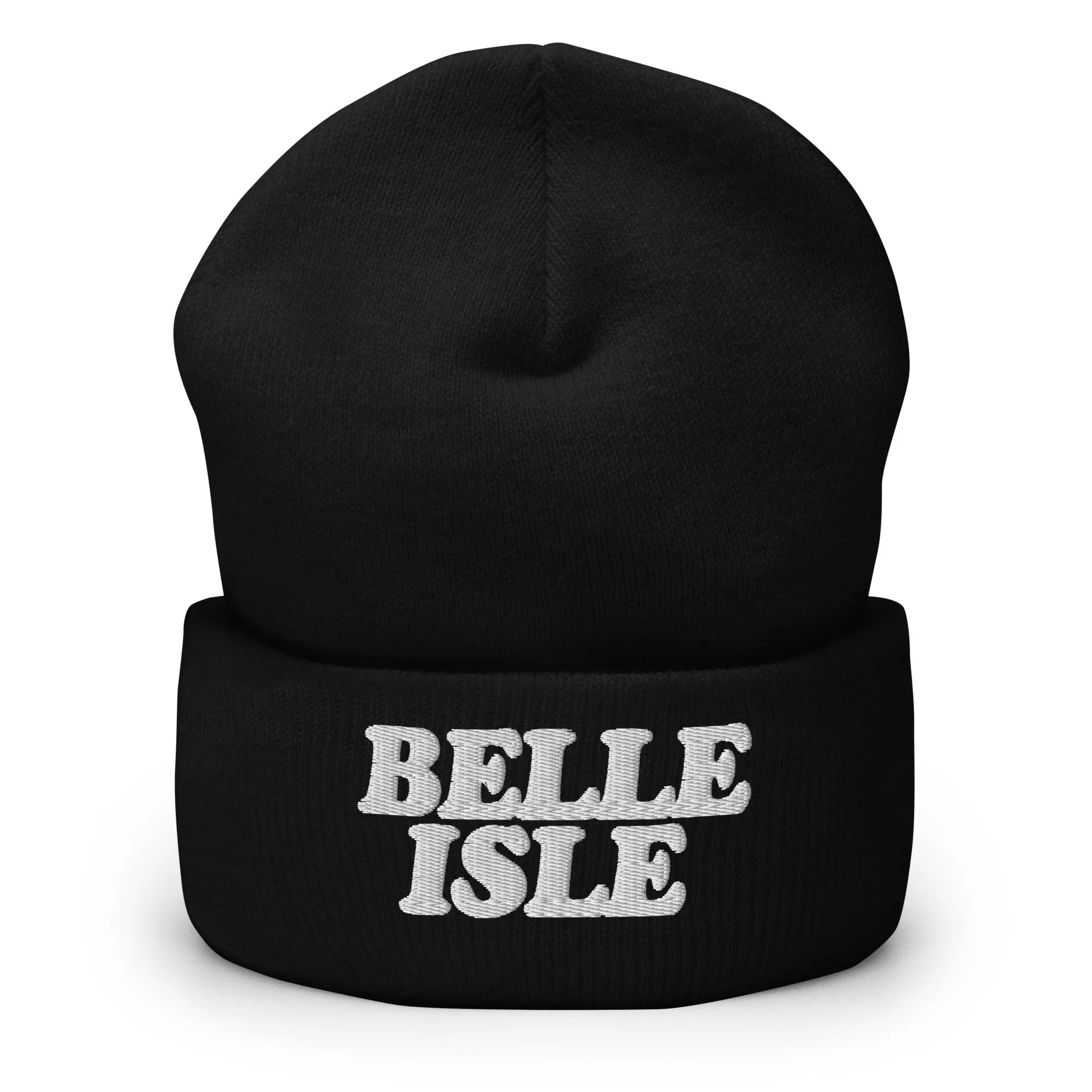 Belle Isle Embroidered Cuffed Beanie - Black / White