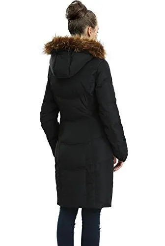 BGSD Women's Water Resistant Quilted Down Toggle Coat - Black XL