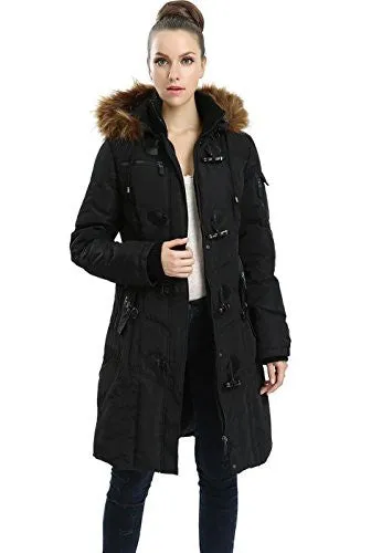 BGSD Women's Water Resistant Quilted Down Toggle Coat - Black XL