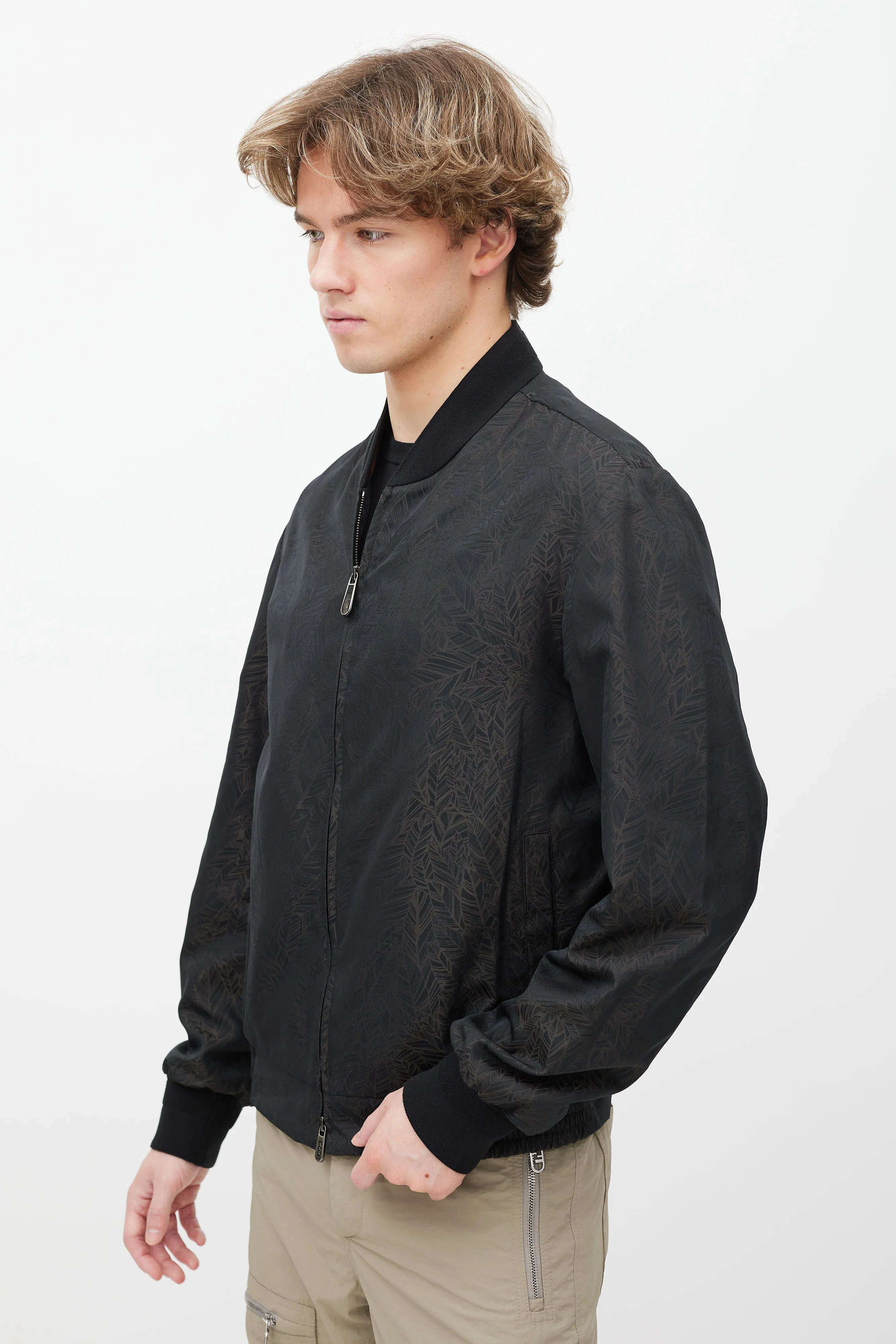 Black & Brown Abstract Bomber Jacket