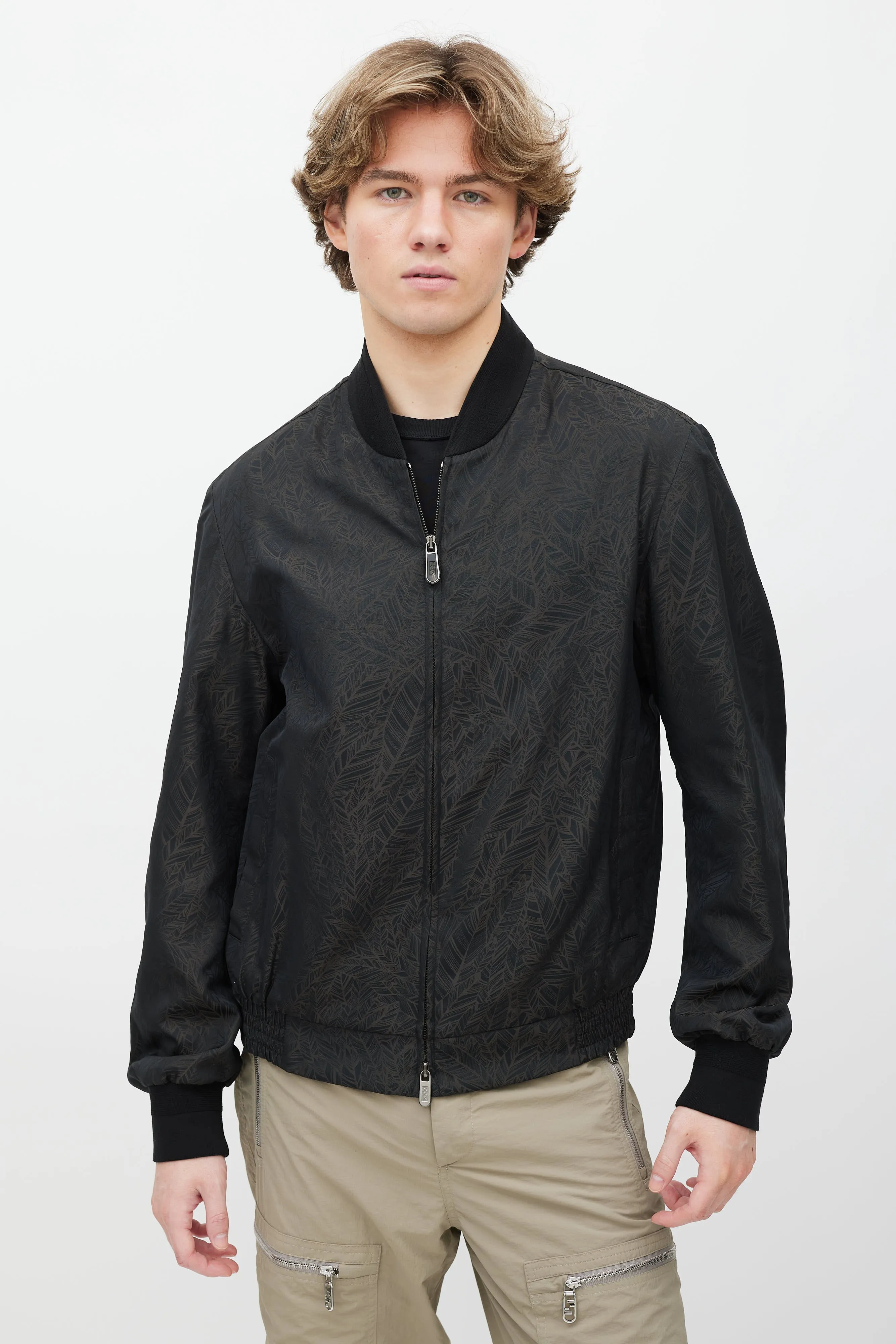 Black & Brown Abstract Bomber Jacket