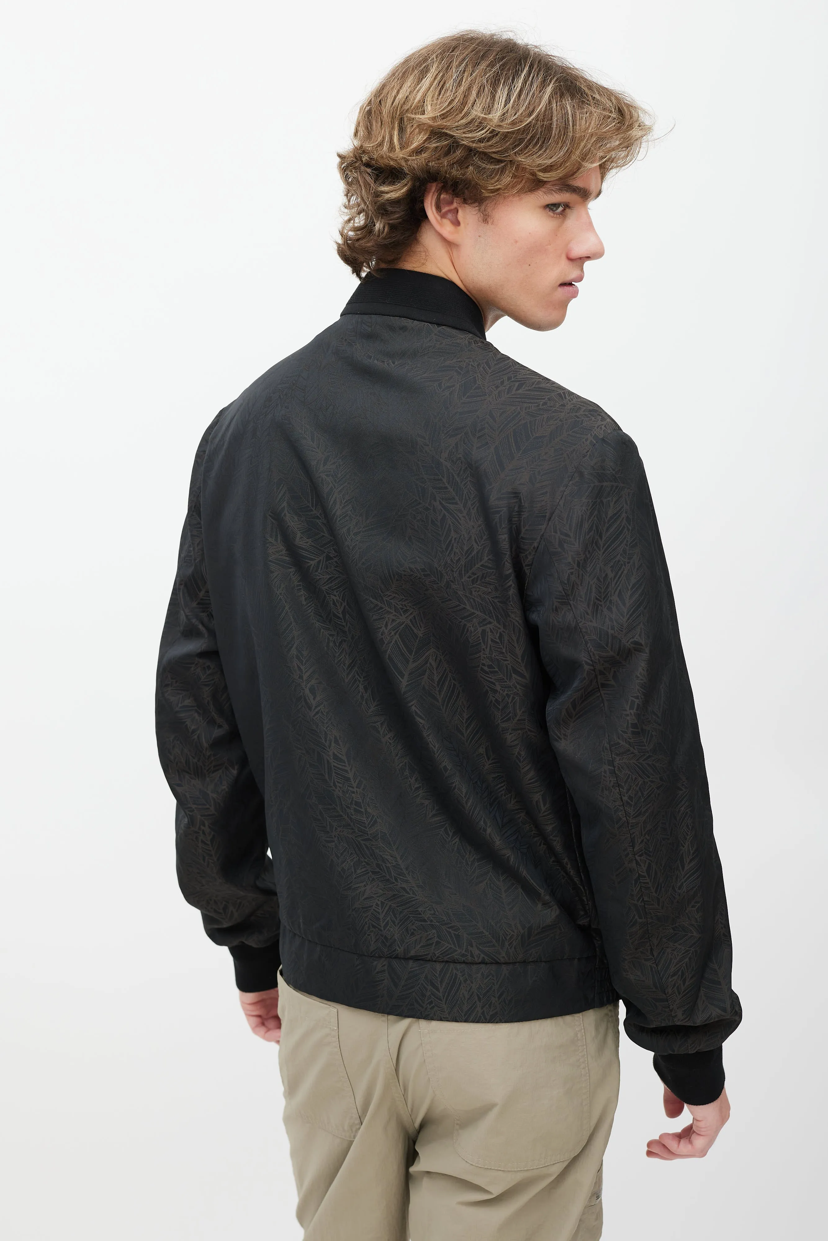 Black & Brown Abstract Bomber Jacket