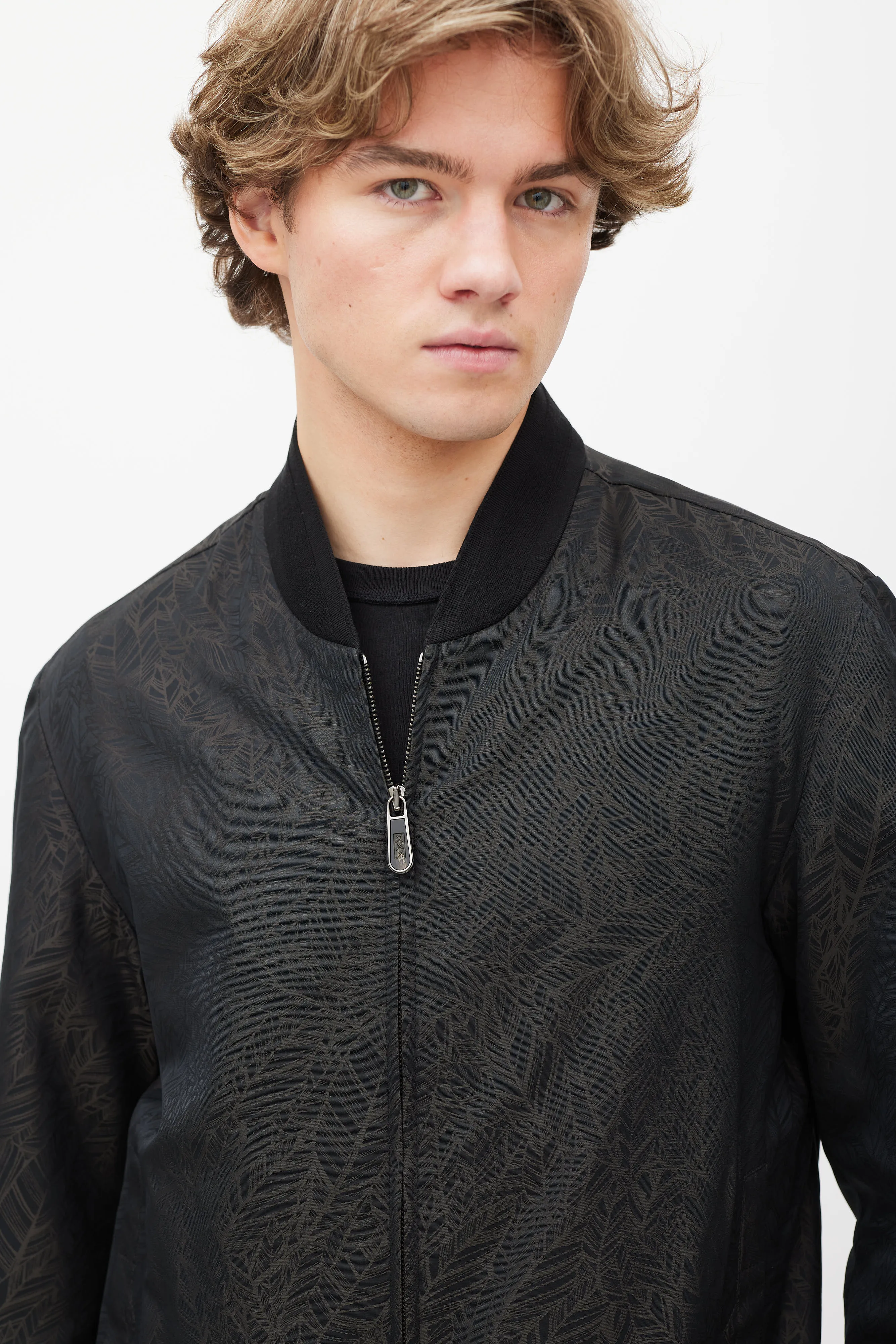 Black & Brown Abstract Bomber Jacket