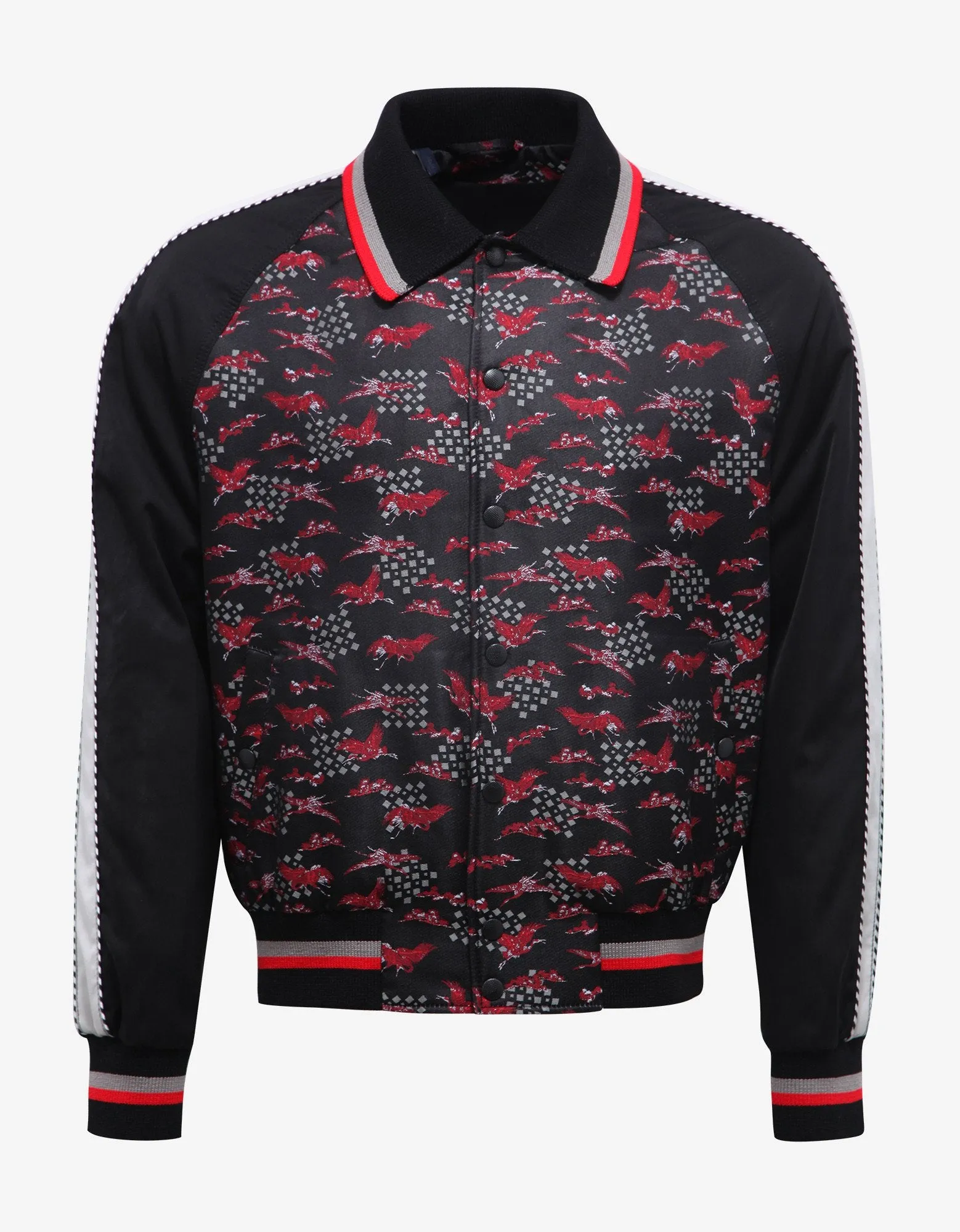 Black Crane Print Souvenir Jacket