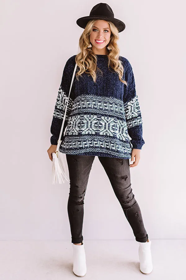 Bonfire Weather Chenille Sweater In Blue