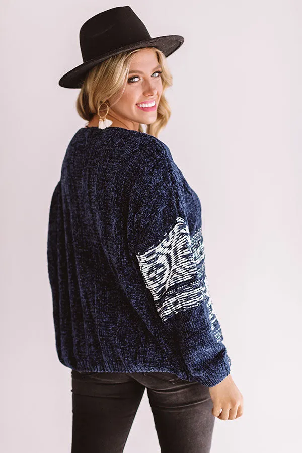 Bonfire Weather Chenille Sweater In Blue