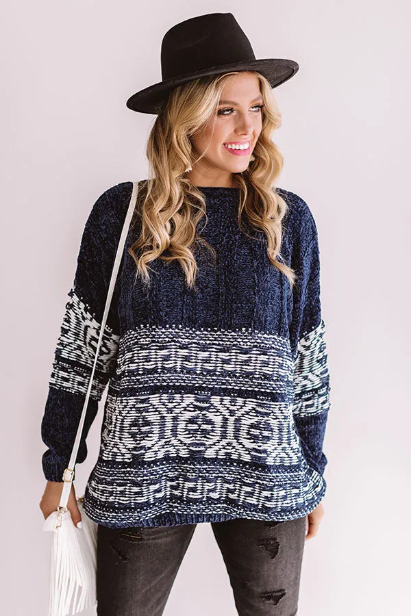 Bonfire Weather Chenille Sweater In Blue