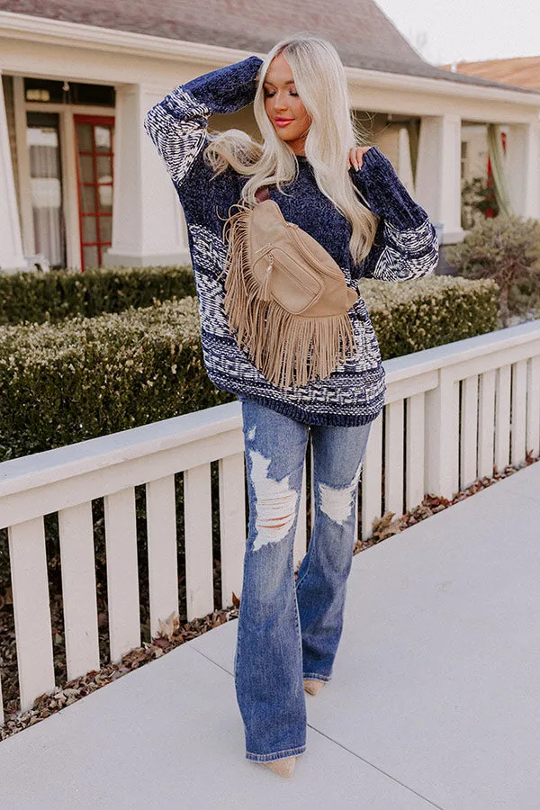 Bonfire Weather Chenille Sweater In Blue